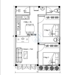 Nhà cấp 4 kích thước 6mx8m